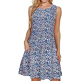 elescat Women's Summer Dresses 2026 Beach Casual Sleeveless Floral Print Tank Loose Sundress with Pocket