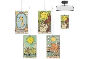 L1rabe 4Pcs Hanging Air Freshener Fragrance Scented Cards, Tarot Cards Theme Car Aromatherapy Tablets for Car Bedroom Wardrobe Shoe Cabinet, Quickly Eliminate Odors Pendant Decoration New Year Gifts