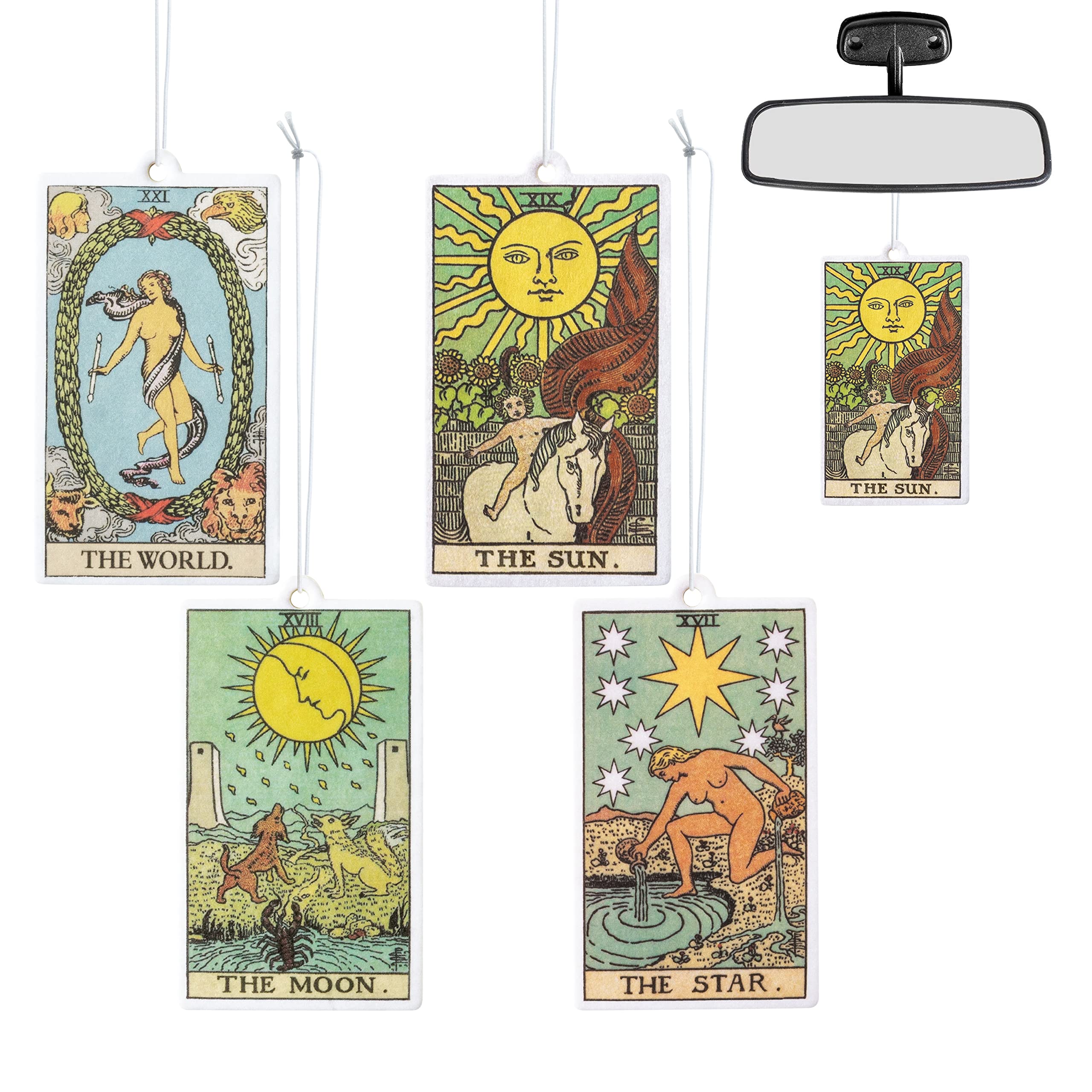 L1rabe 4Pcs Tarot Hanging Air Freshener Fragrance Scented Cards, Tarot Cards Theme Car Aromatherapy Tablets for Car Bedroom Wardrobe Shoe Cabinet, Quickly Eliminate Odor Home Office Pendant Decoration