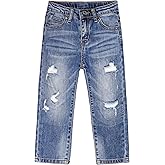 KIDSCOOL SPACE Baby Girl Boy Jeans,Small Kid Elastic Band Inside Ripped Denim Pants