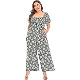 Love Welove Fashion Jumpsuits for Women Dressy Casual – Floral Spring Wide Leg Smocked One Piece Romper Outfits