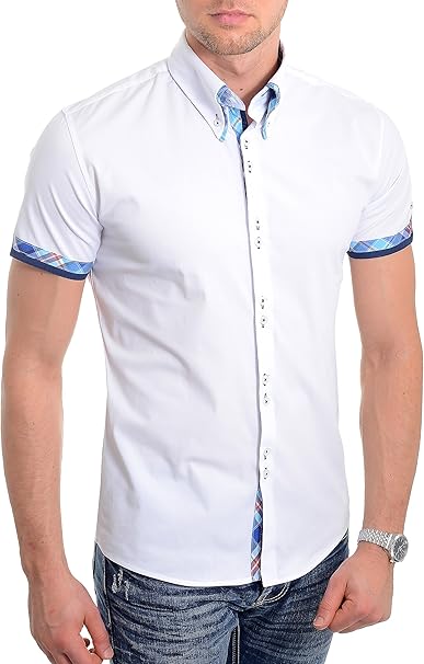 white short sleeve shirt mens slim fit