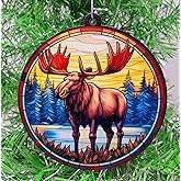 Generic Moose Stained Glass Themed Ornament