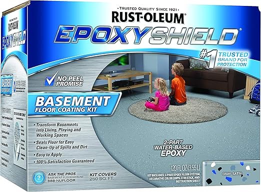 Rust Oleum 203007 Epoxy Shield Basement Floor Kit 1 Pack Gray