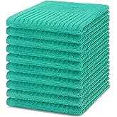 DecorRack 10 Pack 100% Cotton Kitchen Towels, 12" x 12" Absorbent Dish Cloths, Dish Towels for Drying & Cleaning, Teal (Pack of 10)