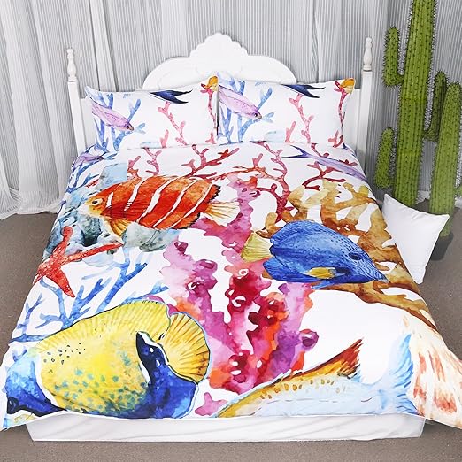 Amazon Com Arightex Fancy Sea Life Duvet Cover Set 3 Pieces