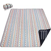 PY SUPER MODE Picnic Blankets Extra Large, Waterproof Foldable Outdoor Beach Blanket Oversized 83x79” Sandproof, 3-Layer Picnic Mat for Camping, Hiking, Travel, Park, Concerts(Orange Boho)