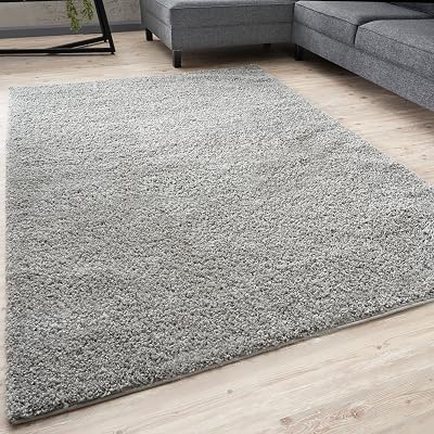 THE RUGS Living Room Rug Shaggy 30mm Gray 140x200 cm Easy Clean