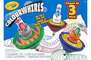 Crayola Colourwhirls (3ct), Spin Art Toy, Battling Spinning Top Toy for Kids, 1 Launcher, Arts & Crafts Kit, Gift for Boys & Girls, Ages 6, 7, 8