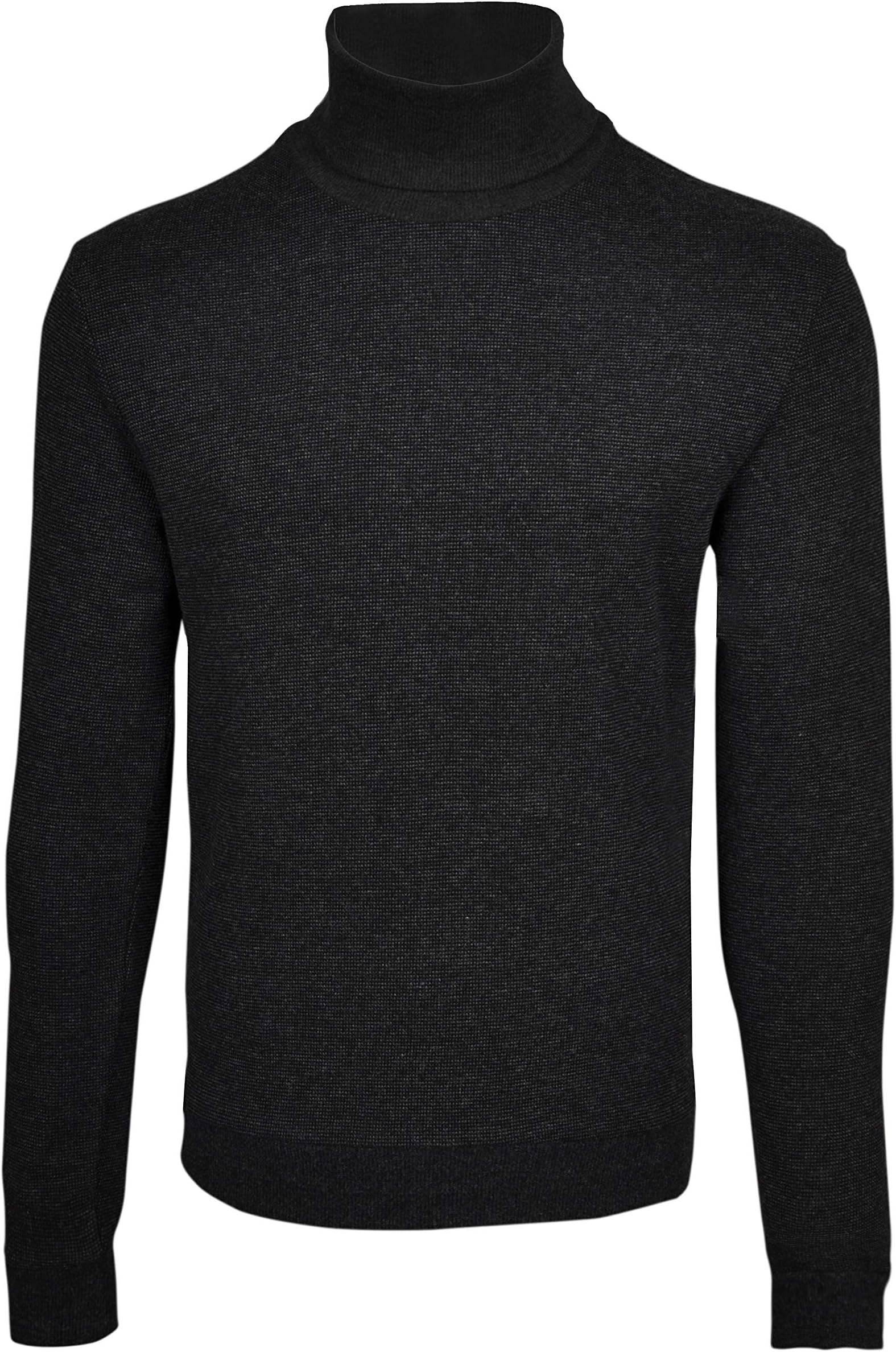 Hann Brooks Mens Regular Fit Black Winter Thick Fabric Roll Polo Turtle Neck Pullover Sweater