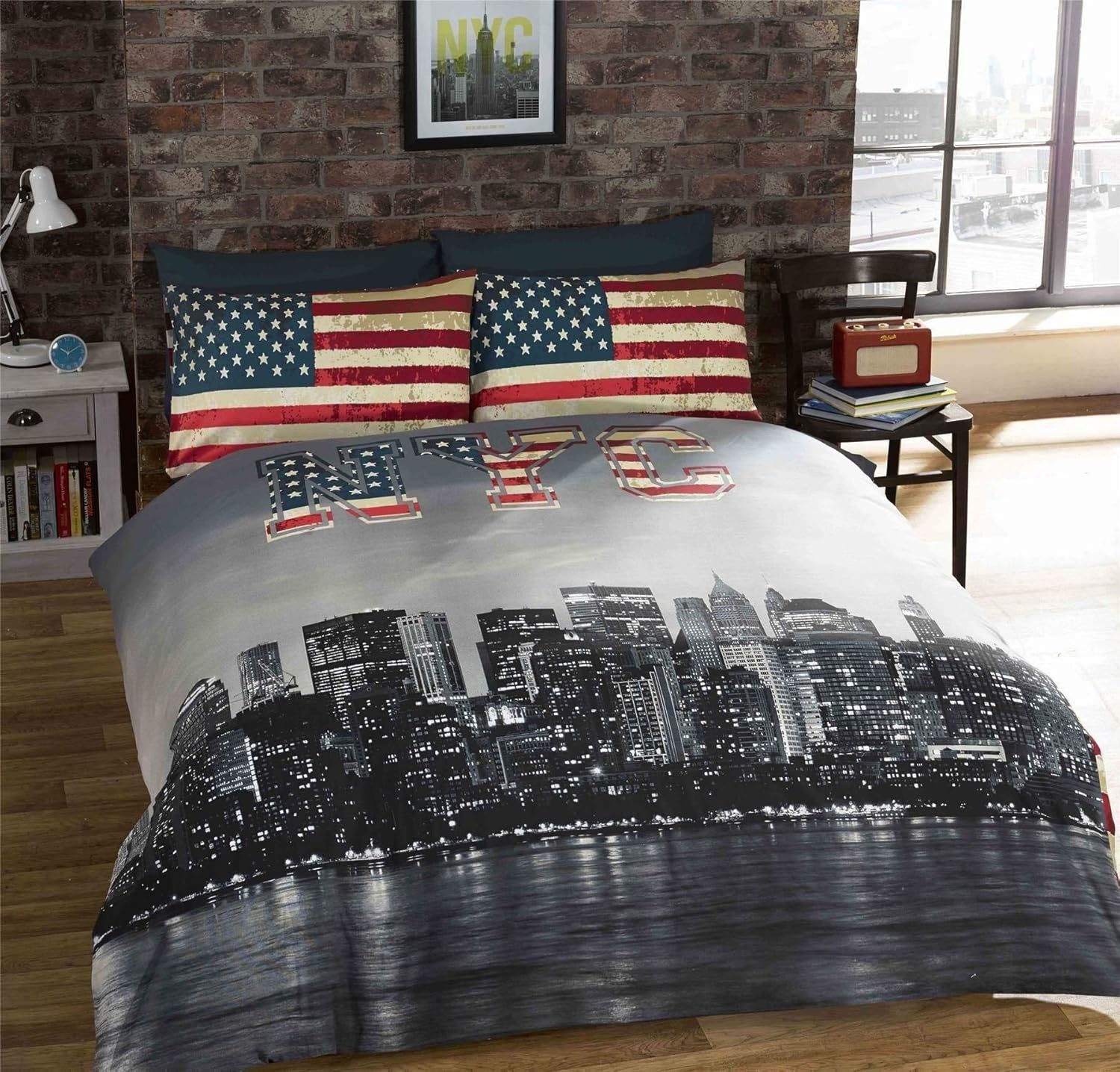 Amazon Com New York City American Blue Reversible Cotton Blend