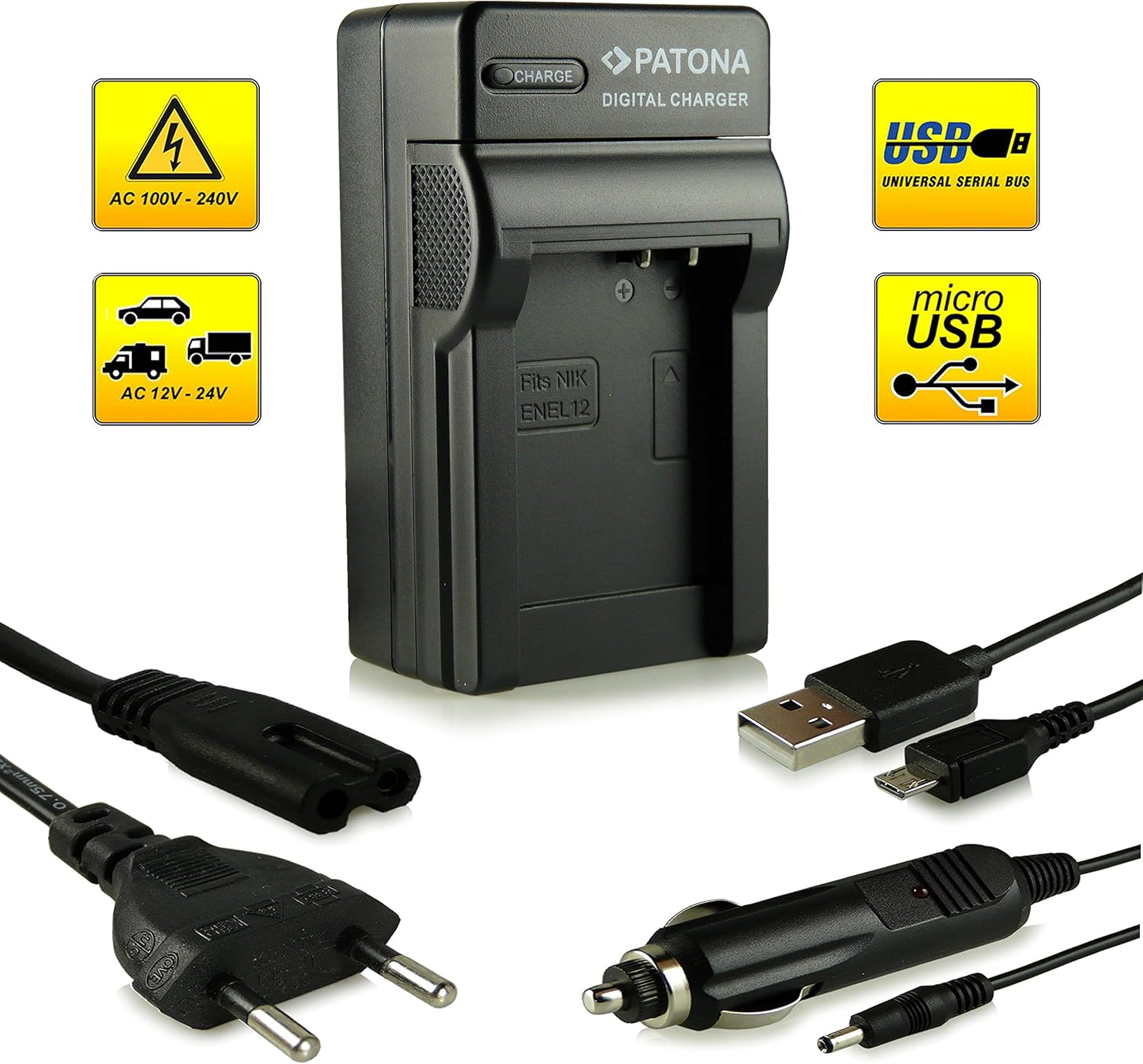 4in1 Chargeur ENEL12 pour Nikon CoolPix AW100 AW110 P300 P310 P330 S31 S70 S710
