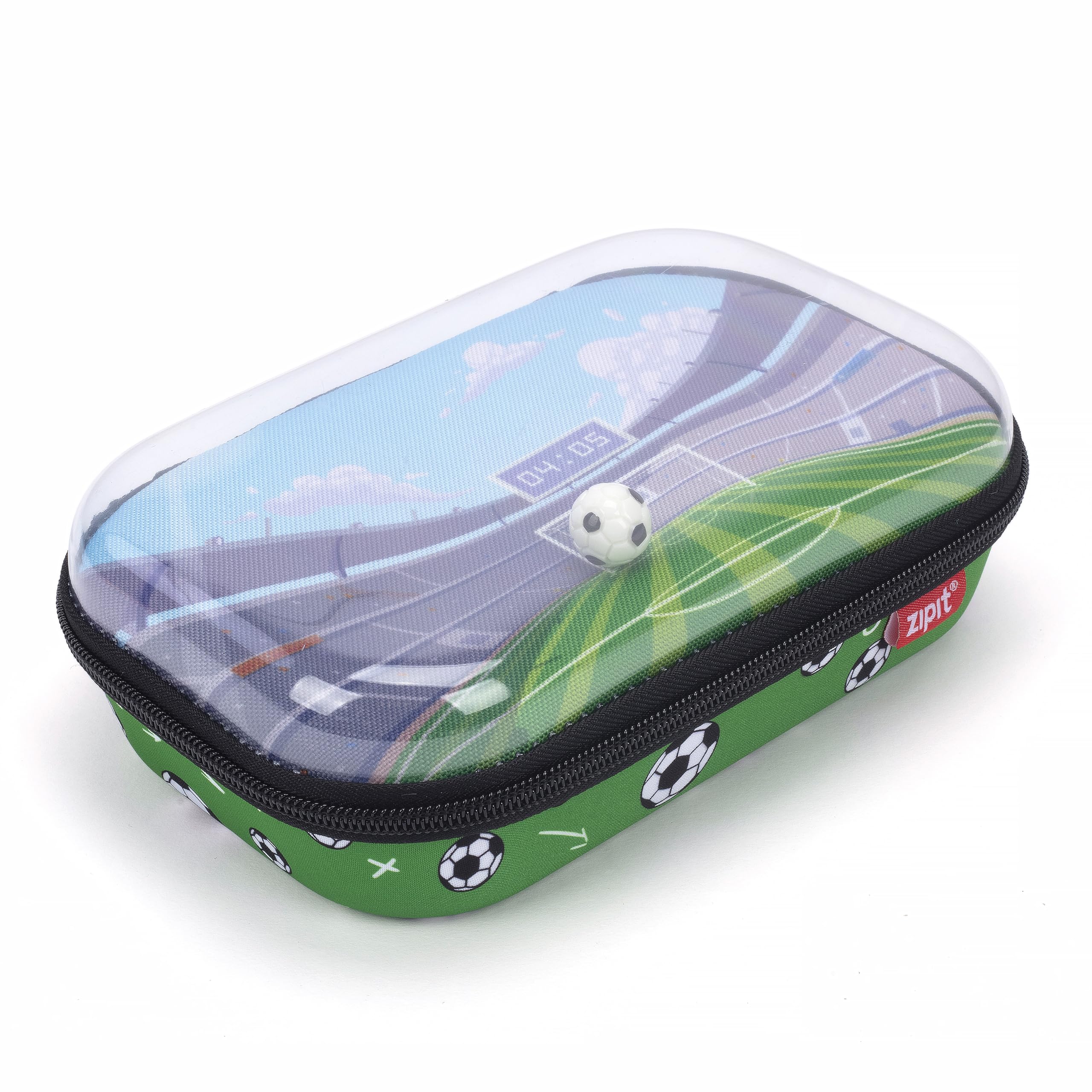 ZIPIT Soccer Pencil Case for Kids with Clear Top, Durable Pencil Box for School, Large Capacity Stationery Organizer Box, Stars