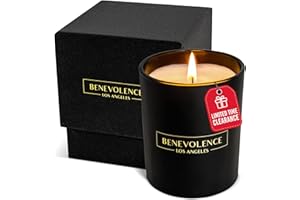 Benevolence LA Rose & Sandalwood Candle for Home - Scented Soy Candles | Aromatherapy Black Candle, Gifts for Men and Women, 