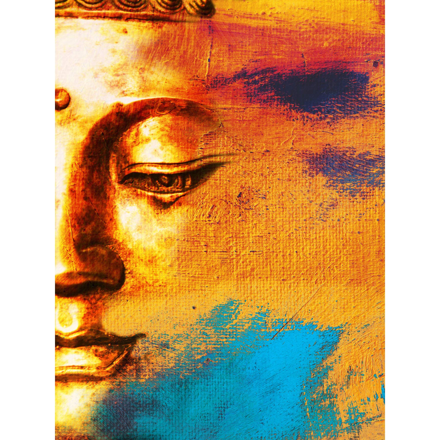 Buddha Face Gold Collage Large Wall Art Print Canvas Premium Poster