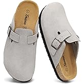 Tmaza Cork Footbed Suede Clogs for Women - Memory Foam Orthopedic House Shoes with Arch Support Size 6-11