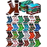 Shinymoon 24 Pairs Funny Socks Bulk Fancy Novelty Pattern Socks for Women Men Girls Holiday Gifts