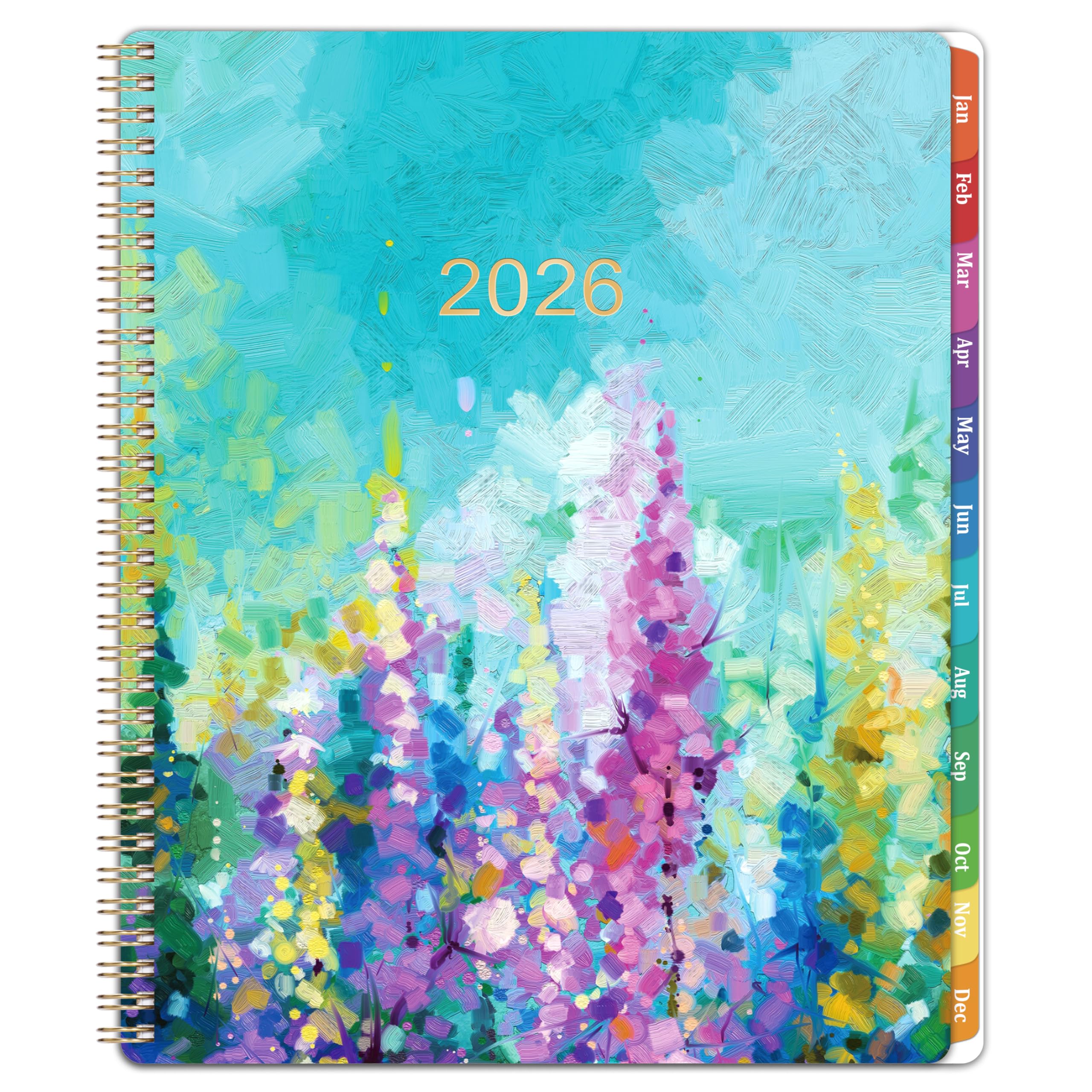 Photo 1 of 2026 Planner - 2026 Planner Weekly and Monthly, Planner 2026, Jan 2026 - Dec 2026, 9" x 11", Calendar Planner 2026 with Colourful Tabs & Pocket, Flexible Cover, Twin-Wire Binding- Oil Painting