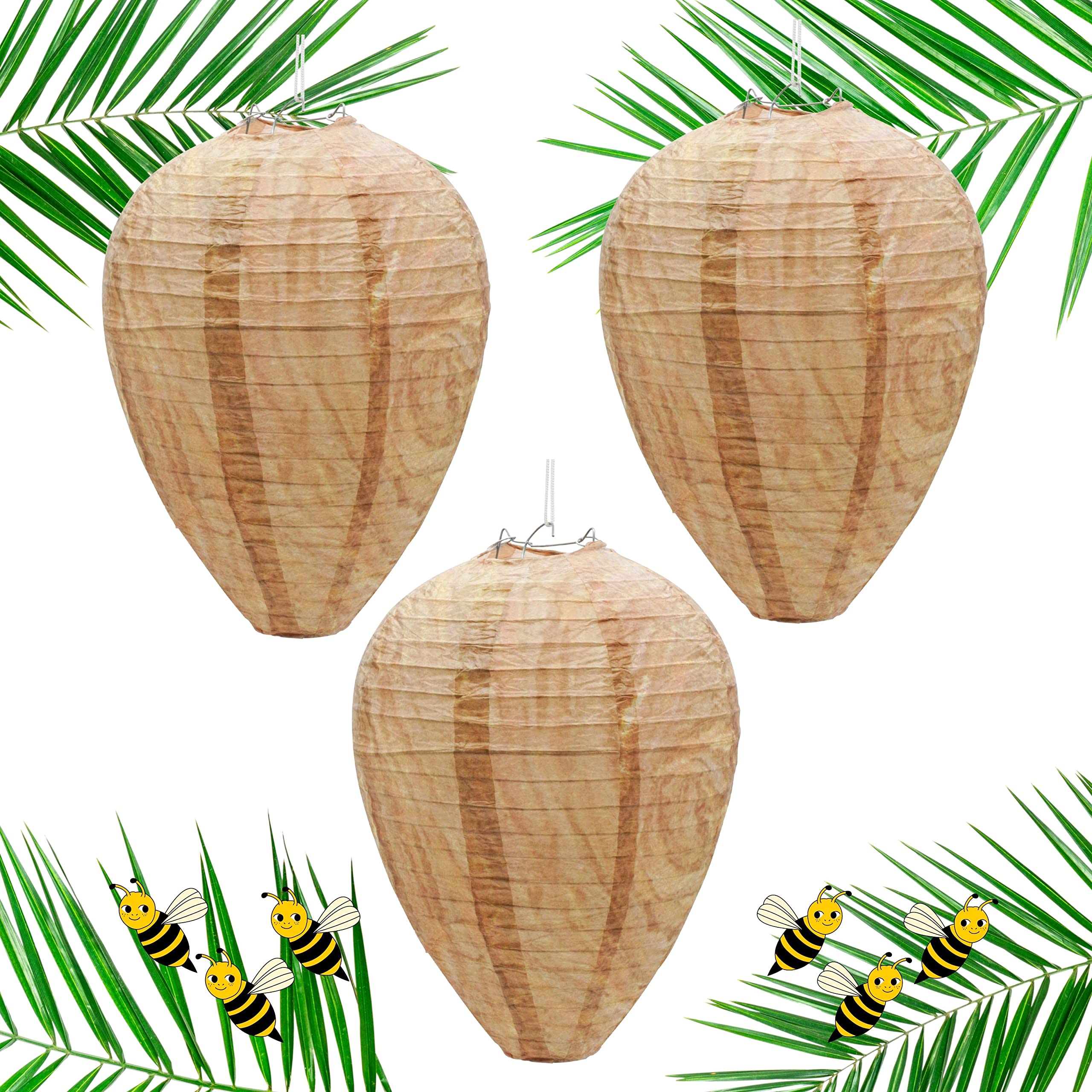 3-Pieces Decoy Wasp Repelling Nests, Honeycomb Decoy Nest, Eco-Friendly, Re-Usable, Fake Nest, for Home and Garden Outdoor, Fly and Bees Protection