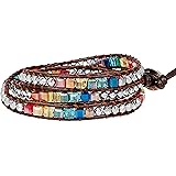 SPUNKYsoul New! 7 Chakra Balancing Leather Wrap Crystal Bracelet with Hematite for Women Collection