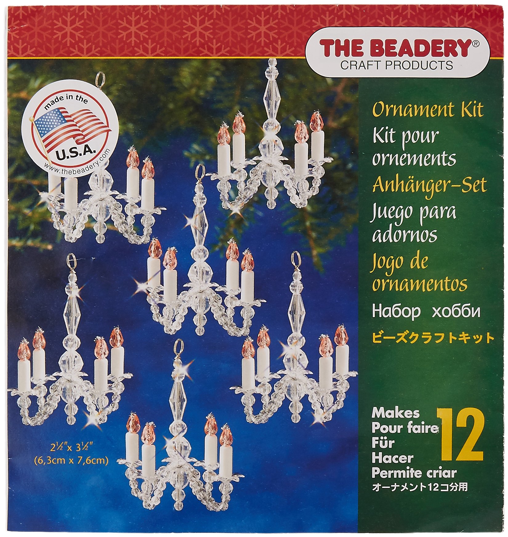 Beadery Holiday Beaded Ornament Kit Christmas Chandeliers Makes 12