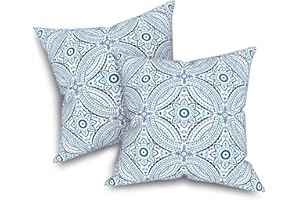 Melody Elephant Outdoor Throw Pillow Covers Pack of 2, Decorative Water Repellent Square Pillow Cases 18x18 Inch, Patio Pillowcases for Home Patio Furniture Use, Delancey Baltic