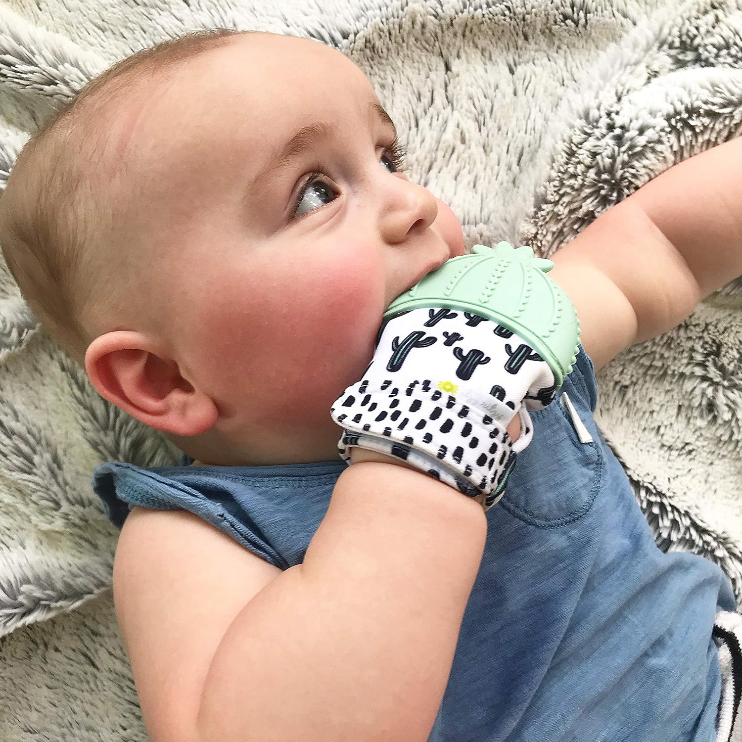Itzy Ritzy Silicone Teething Mitt – Soothing Infant Teething Mitten with Adjustable Strap, Crinkle Sound and Textured Silicone to Soothe Sore and Swollen Gums, Cactus : Baby