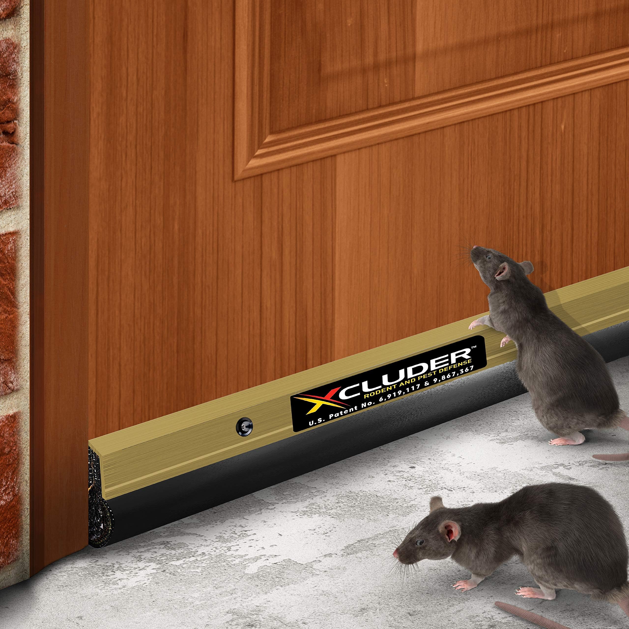 Xcluder 162624 48-inch Residential Rodent Proof Door Sweep, Gold; Guaranteed to Stop Mice, Rats and Drafts