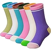 WEVIAS Girls Socks Kids Crew Cute Striped Cotton Youth Dress School Socks 6 Pairs