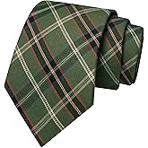 RBOCOTT 3.15“ Cotton Tie Plaid Striped Business Wedding Necktie for Men(8cm)
