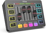 FIFINE Gaming Audio Mixer for Streaming RGB PC Interface DJ Mixer with XLR