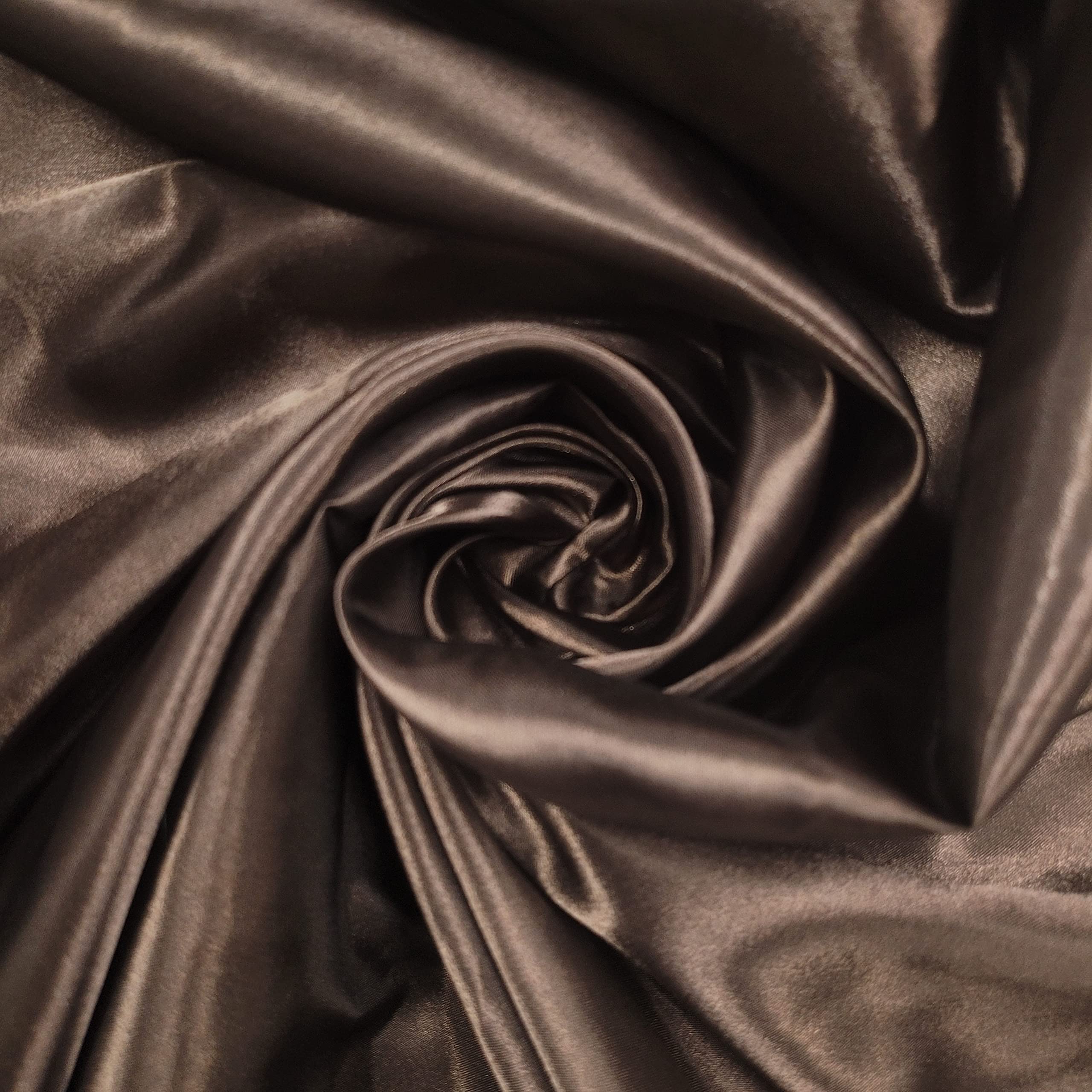 58"/150cm Wide Plain Poly Silk Satin Fabric (Available in 20+ Colours & Various Lengths) (Chocolate Brown, 1 Meter (PRE Cut))