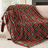 Touchat Fleece Throw Blankets, Buffalo Plaid Throw Blanket for Couch Sofa Bed, Soft Warm Fuzzy Cozy Plush Checkered Blanket, Lightweight Farmhouse Decor (Red and Green Plaid, 50“ x60”)