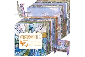 JOYCAT Monet-Inspired Origami Paper - 50 Sheets 6x6 Inches - Impressionist Art Double-Sided Colored Folding Paper for Adults, Artists & Kids, Ideal for Scrapbooking, Card Making and DIY Crafts