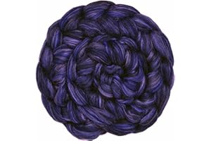LIVING DREAMS YARN Merino Silk Luxe Tonal Designer Blend. Superfine Merino, Mulberry Silk, Tussah Silk. Top Roving for Spinning or Felting. Twilight Orchid 4oz