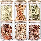 Urban Green Glass Jars with Airtight Lids, Airtight Canisters with Wood Lids, Glass Storage Containers with Bamboo Lid, Food Storage Containers Set (6 Pack of 27oz)