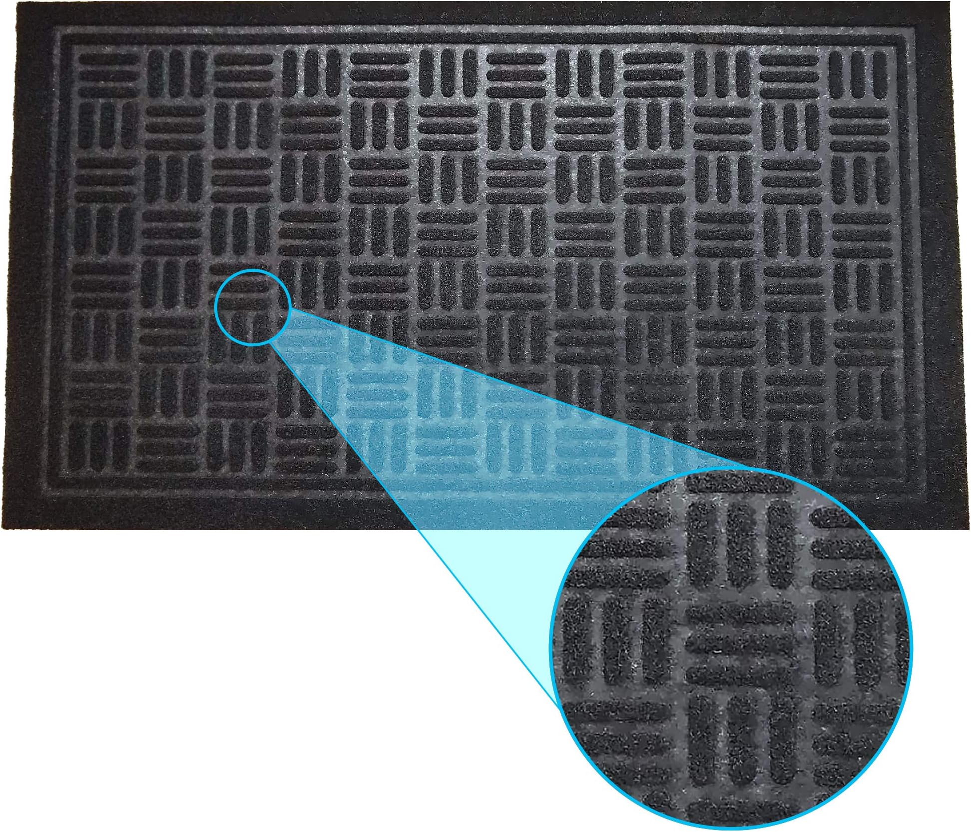LuxUrux Durable Rubber Door Mat, Heavy Duty Doormat, Indoor Outdoor Rug, Easy Clean, Waterproof, Low-Profile Door Rugs for Entry, Patio, High Traffic Entrance Ways (16 x 24'', Black Maze)
