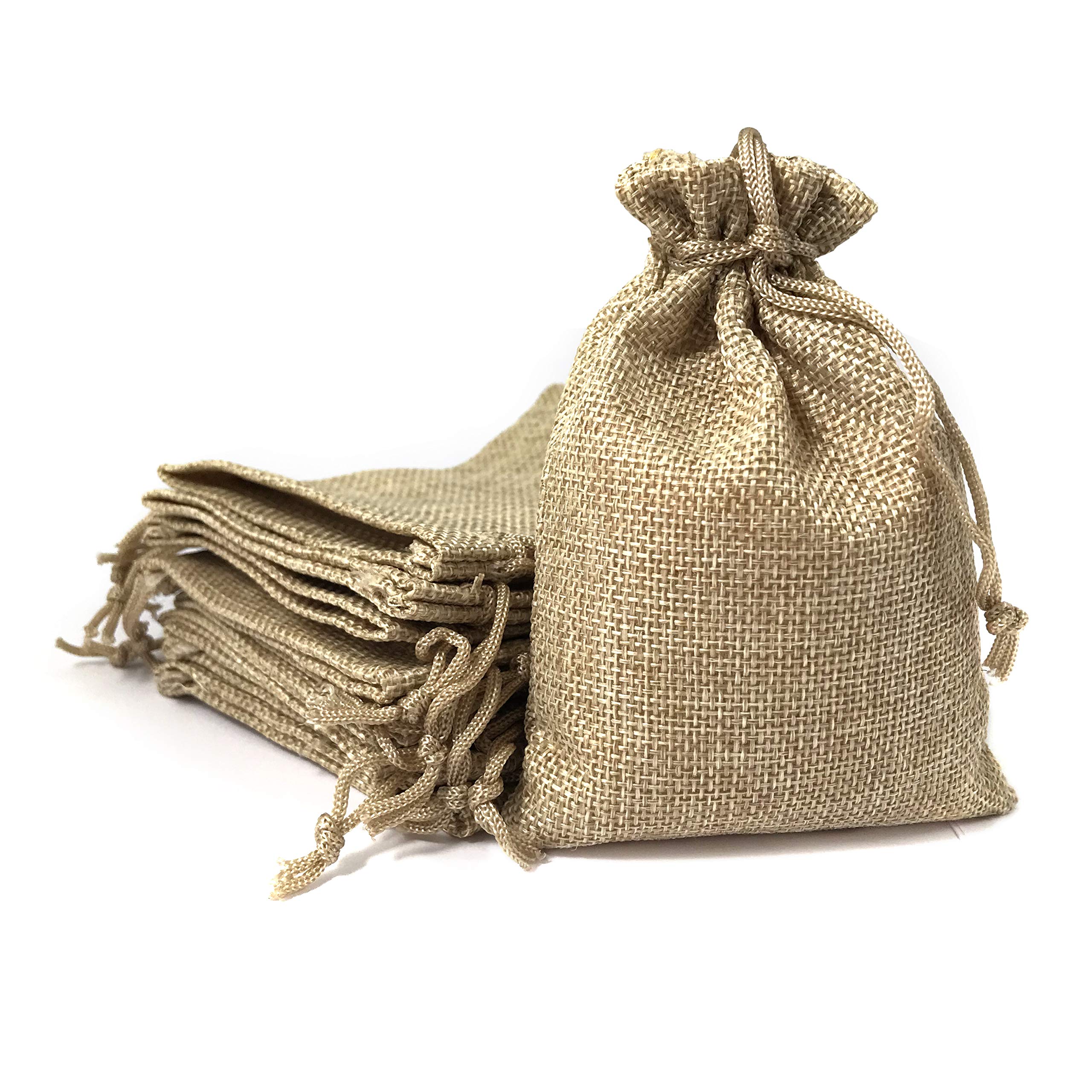 DUAMY 25 Linen Bags 10x14 cm, Gift Bag, Souvenirs, Gifts, Crafts, DIY, Jewellery, Rice, Christmas, Events, DIY, Party Favours, Home Storag - 25 Jute/Linen Drawstring Bags, Pouches for Gifts