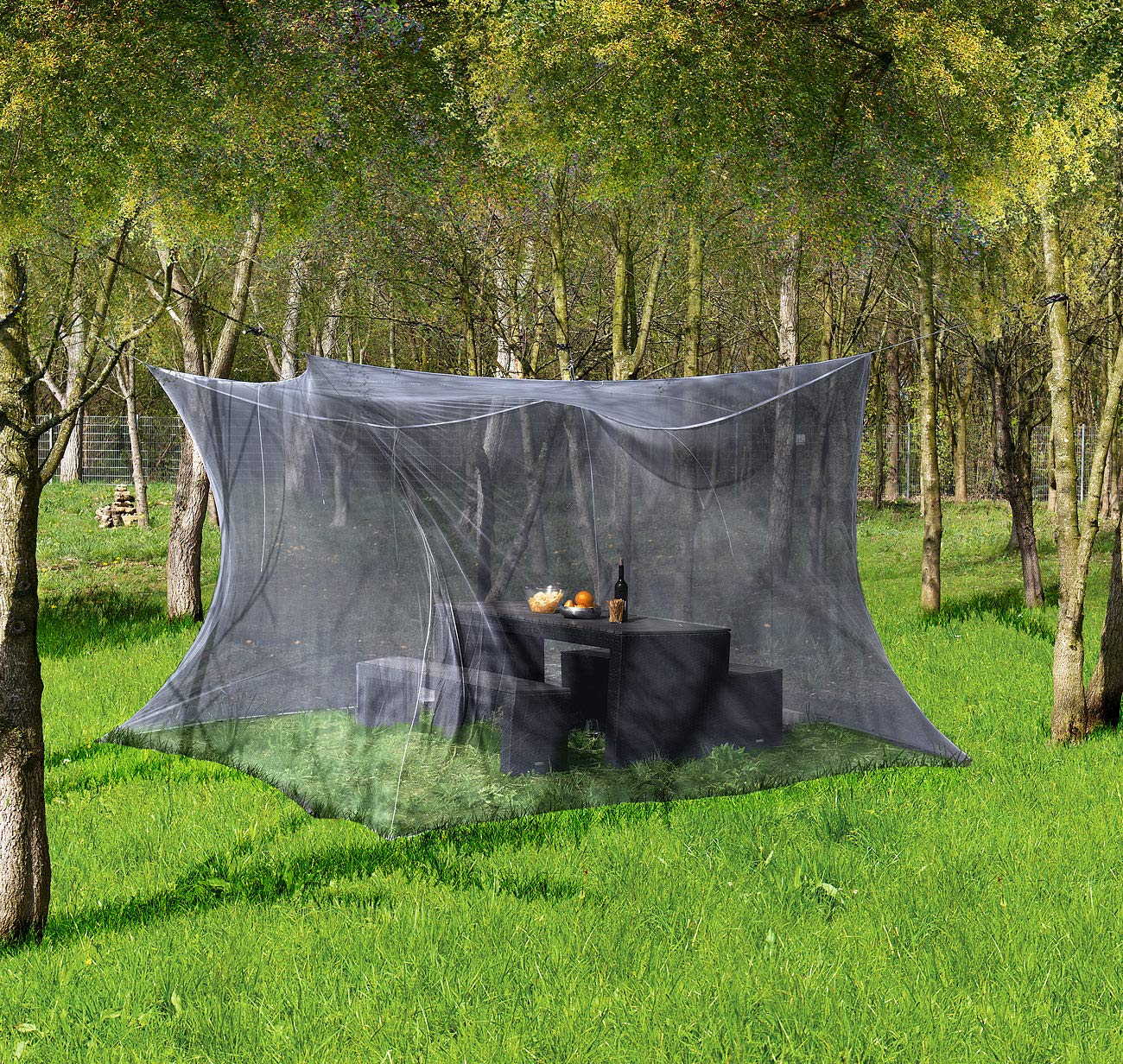 infactory Fliegennetz: Moskitonetz für Innen und Außen, 300 x 300 x 250 cm, 220 Mesh, schwarz (XXL Moskitonetz, für Pavillon, Zelt) 5