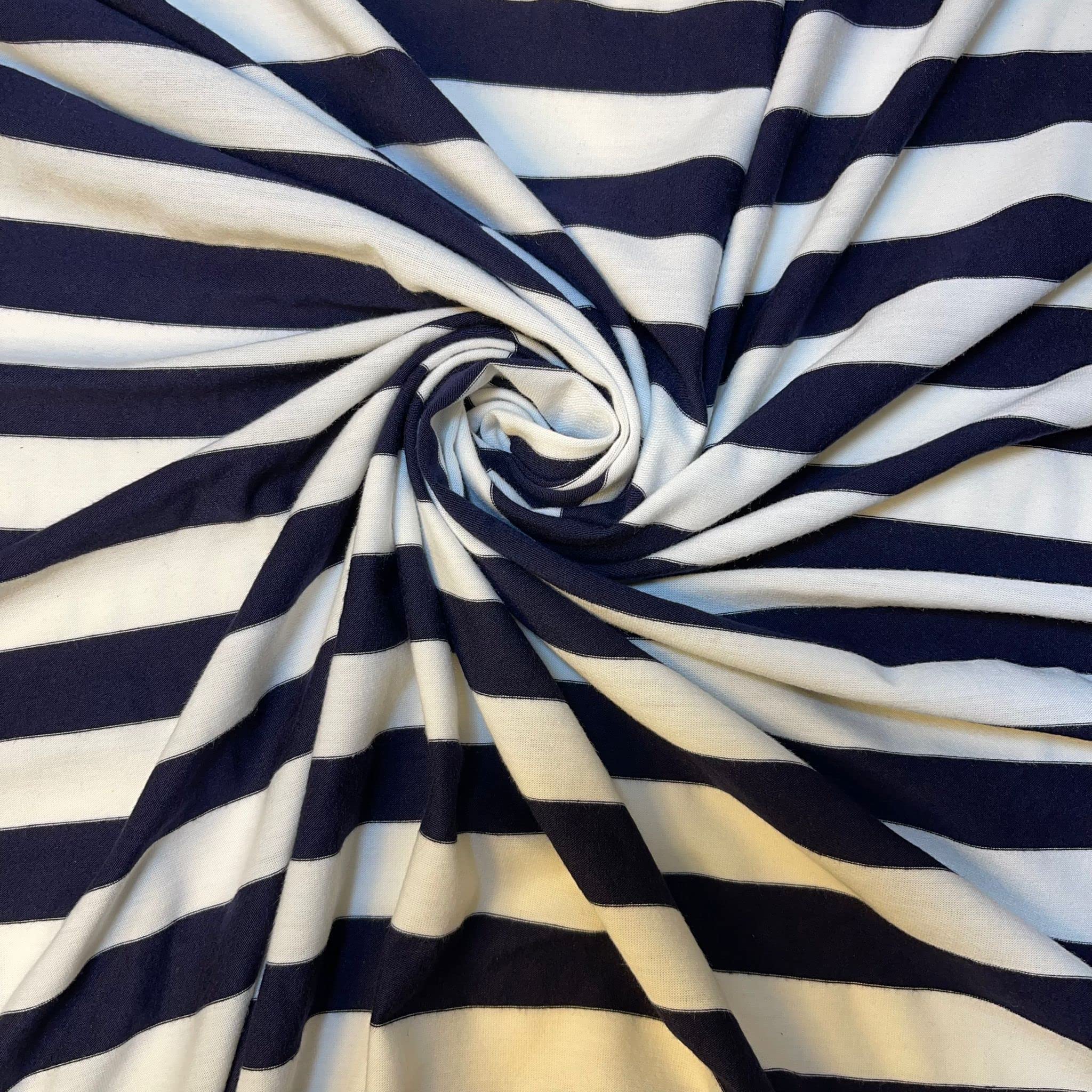 Stripe Baby Grow Cotton Material Jersey Dress Craft Fabric 58" Meter (Pre Cut 1 Meter) (1 Meter, Blue White Stripe)