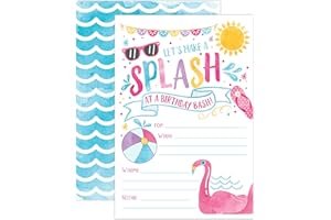 Your Main Event Prints Girl Pool Party Birthday Invitations Summer Pool Party Bash Splash Pad Water Park Invites 20 Fill in P