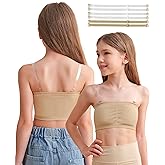 Vavewee Bandeau Bra for Girls Teen Nude Dance Top Bralette with Adjustable Straps Seamless Sport Brassiere