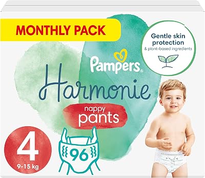 Pampers Harmonie Nappy Pants Size 4 96 Nappies 9-15 kg 20-33 lb