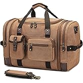 THYWD Canvas Duffle Bag for Travel, 55L Weekender Overnight Bag for Men & Women, Vintage Carry on Bags for Airplanes