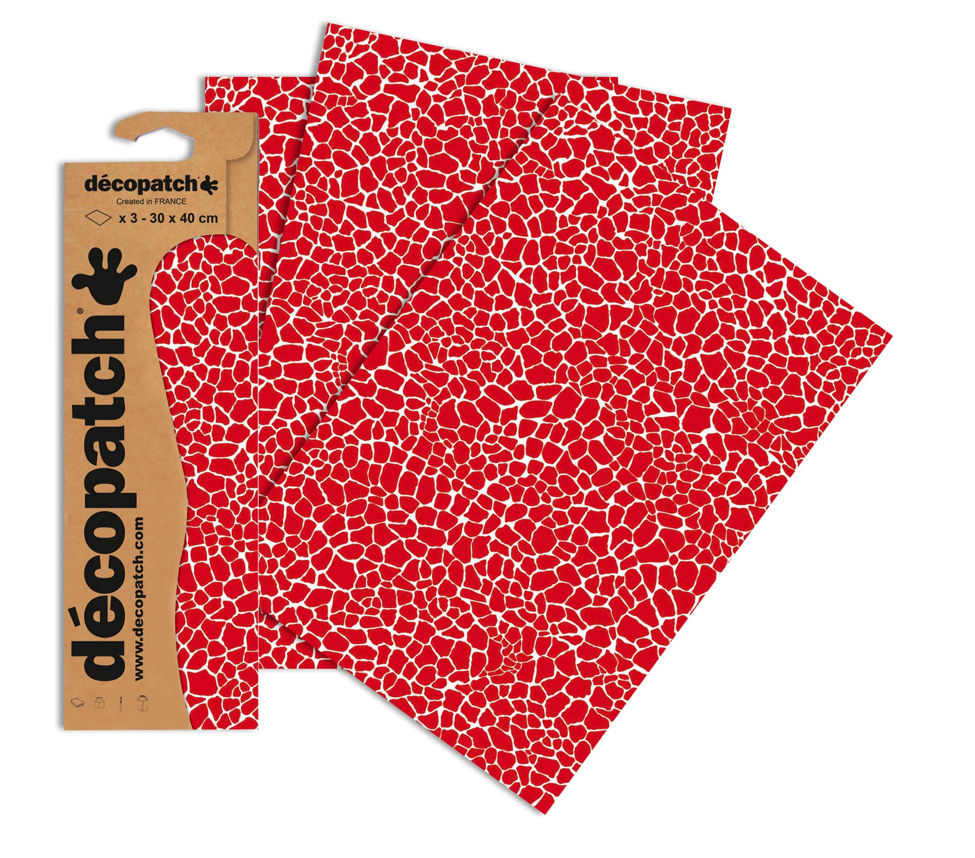 Décopatch Red Reptile Print Paper, 30x40cm (Pack of 3 sheets)