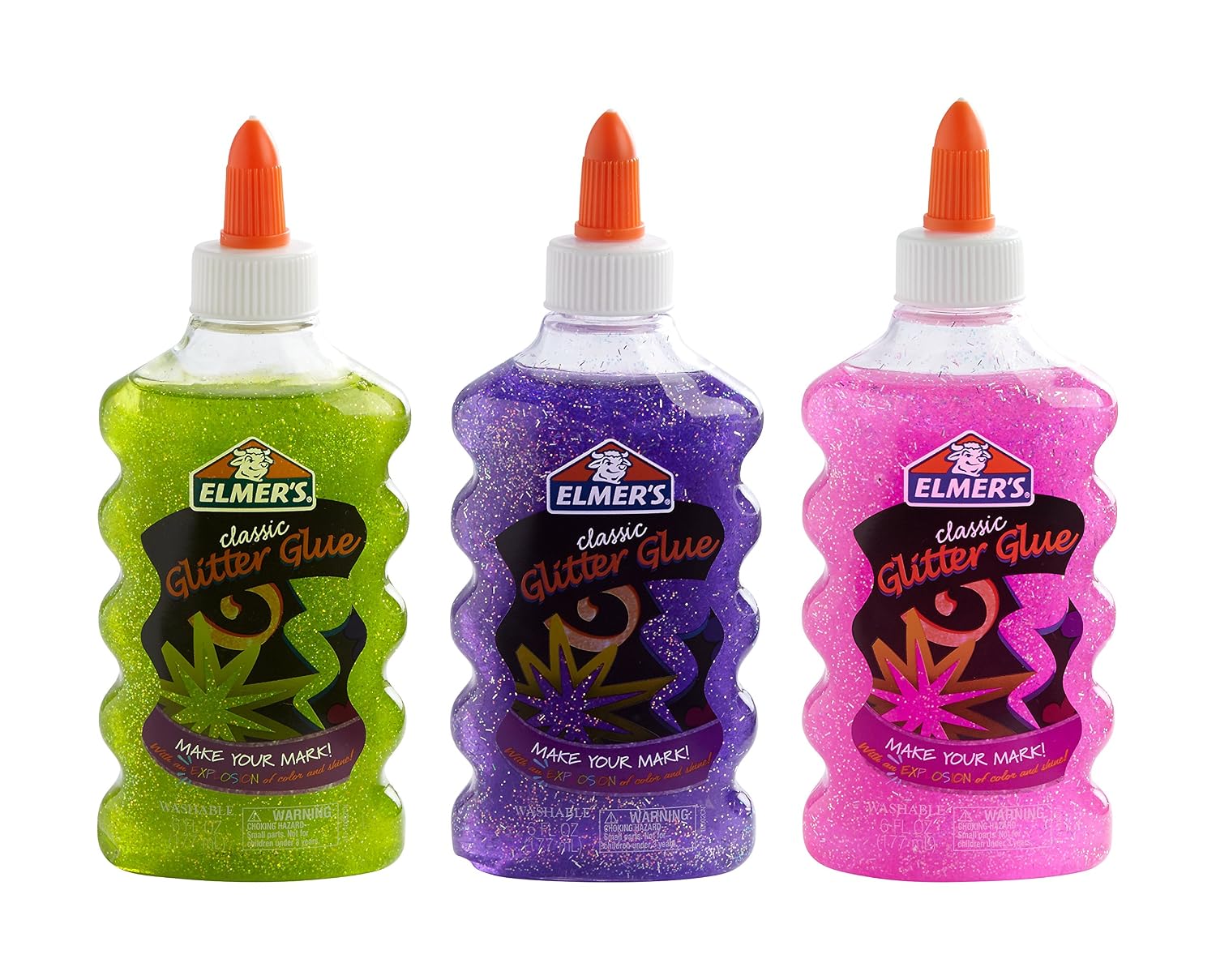 Liquid Glitter Glue, Washable, Assorted Colors, 6 Ounces