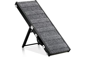 CRESO HOM Dog Ramp for Couch, Folding Pet Stair Ramp with 4 Level Adjustable Hight, Non-Slip Dog Steps for Small Dogs, Portable Wood Dog Car Ramp for Indoor Sofa Bed, Black