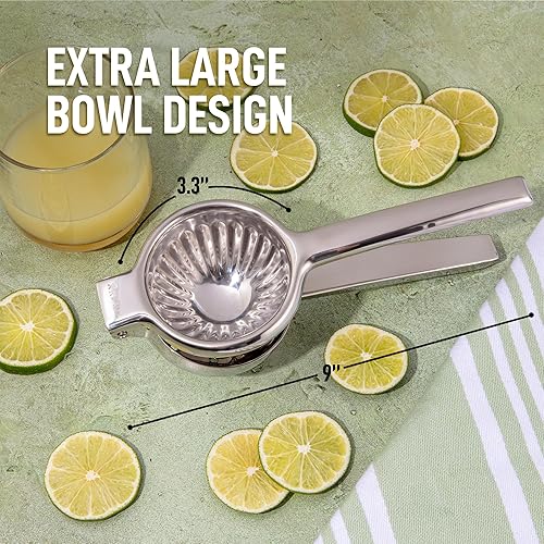 Zulay Extra Large Lemon Squeezer Stainless Steel Easy Squeeze Heavy Duty  Lemon Juicer Hand Press Ergonomic