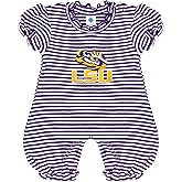 Creative Knitwear College Baby Striped Puff Sleeve Romper - Team Logo, Many Colors, for Girls (Newborn-12 Months)