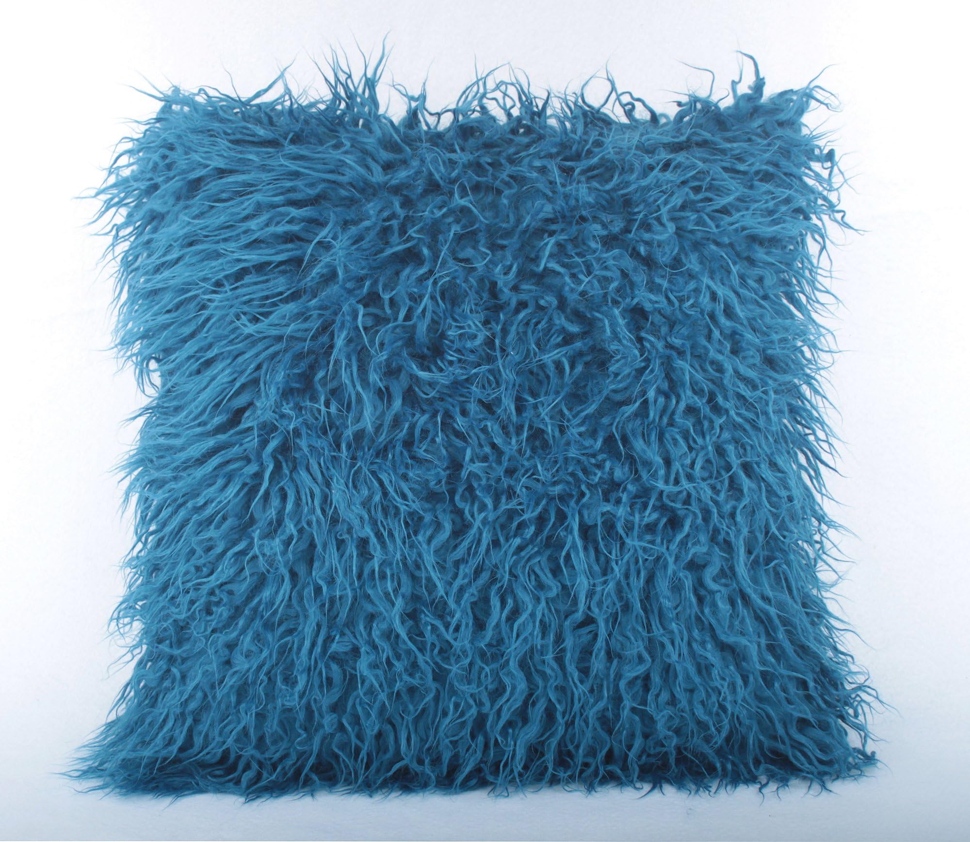 Faux Fur Pillow cover Fuzzy Cozy Elegant Chic Decorative Throw Pillow Cover Throw Pillowcase (Blue-Mogolian faux fur)